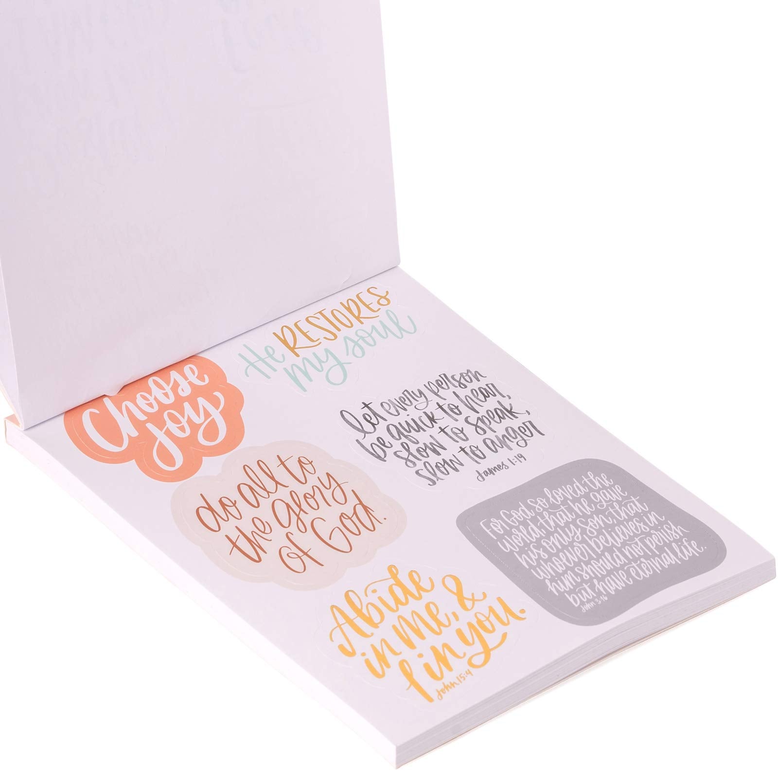 Close-up of Inspirational Stickers from Eccolo Lauren Ibach Bible Quotes Sticker Book