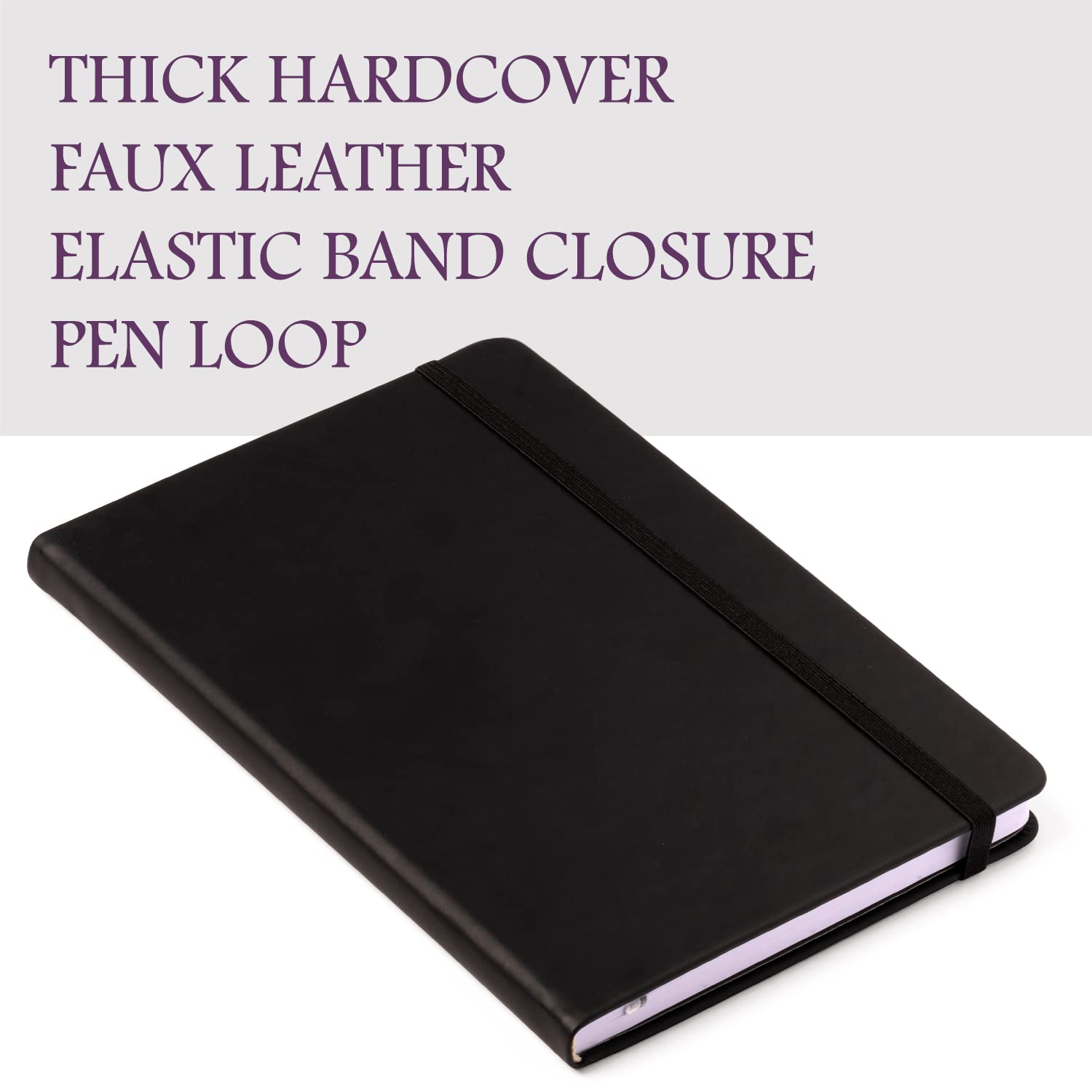 Black 5.75-x-8.5 Inches Journal with Elastic Band Closure