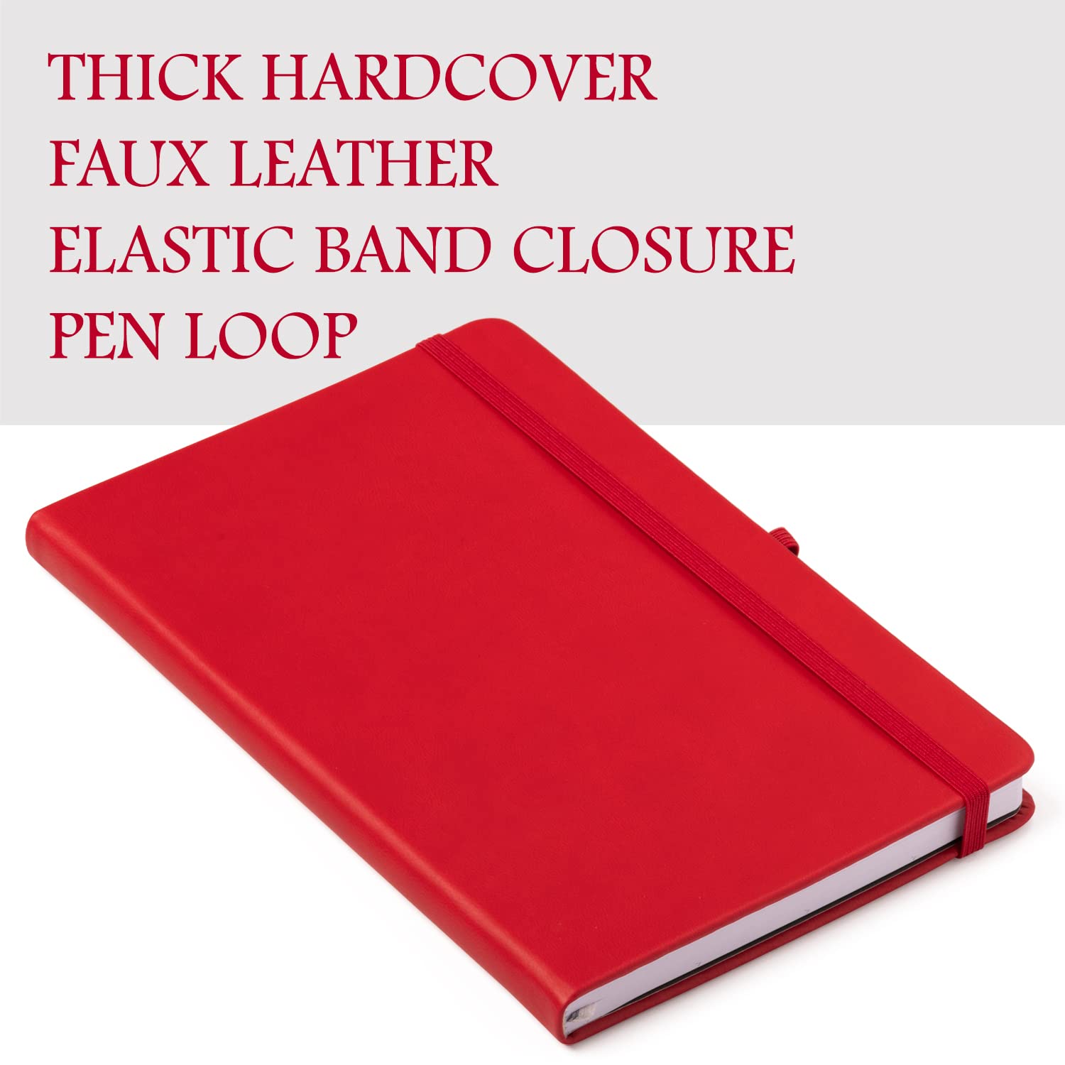 192 Pages White Lined Paper Journal with Elastic Band Closure