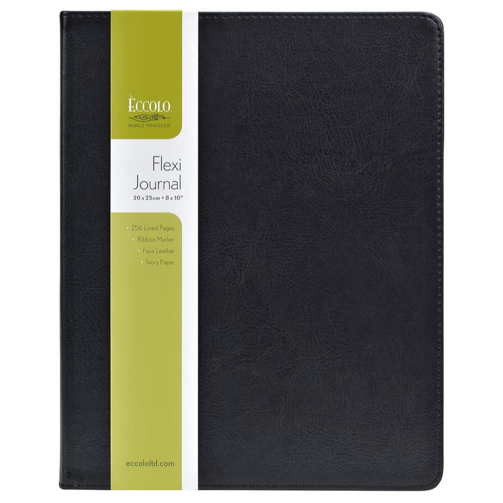 Eccolo Large Simply Black Lined Journal Notebook 8x10 Inches