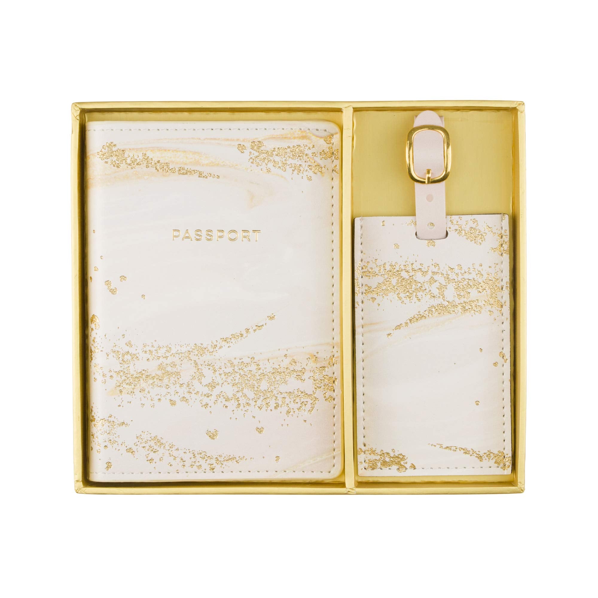 Pink and Gold Marble Eccolo Passport Cover and Luggage Tag Set