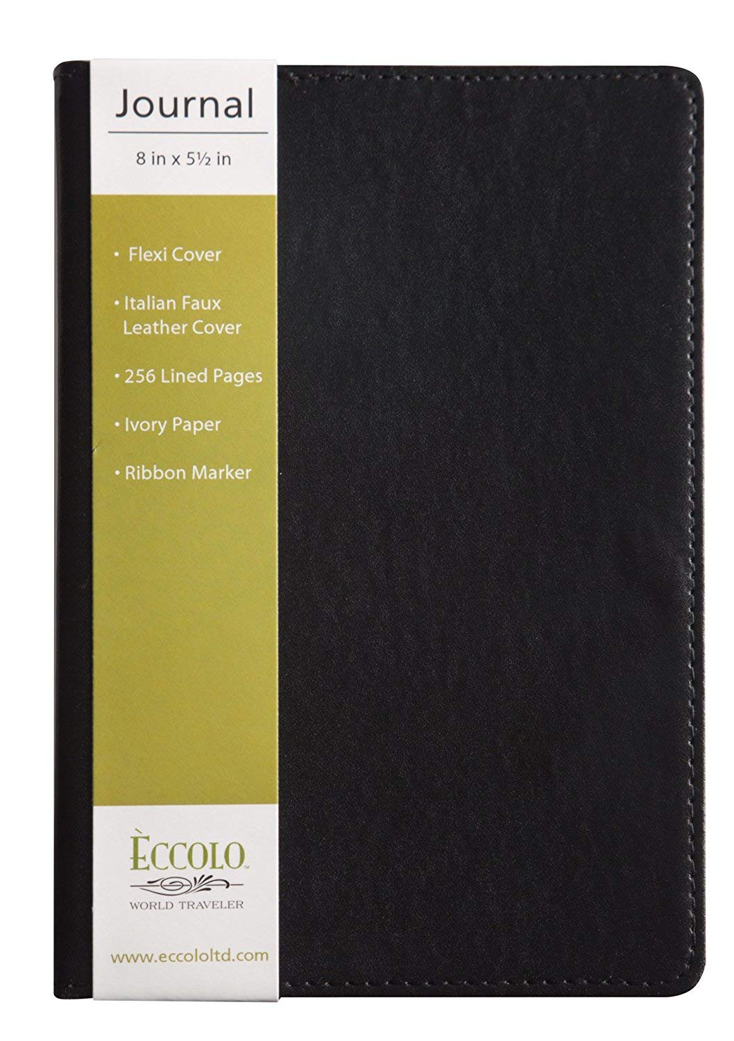 Eccolo Simple Professional Journal Notebook Black Faux Leather Cover