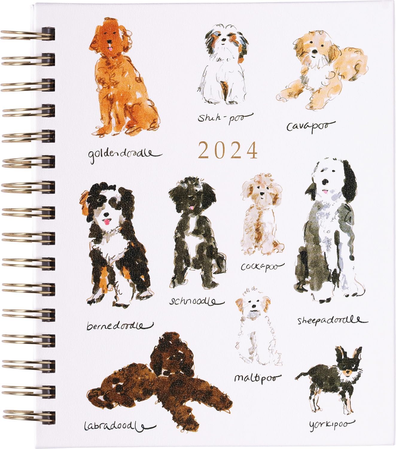 2024 Watercolor Dogs Spiral Fun Planner