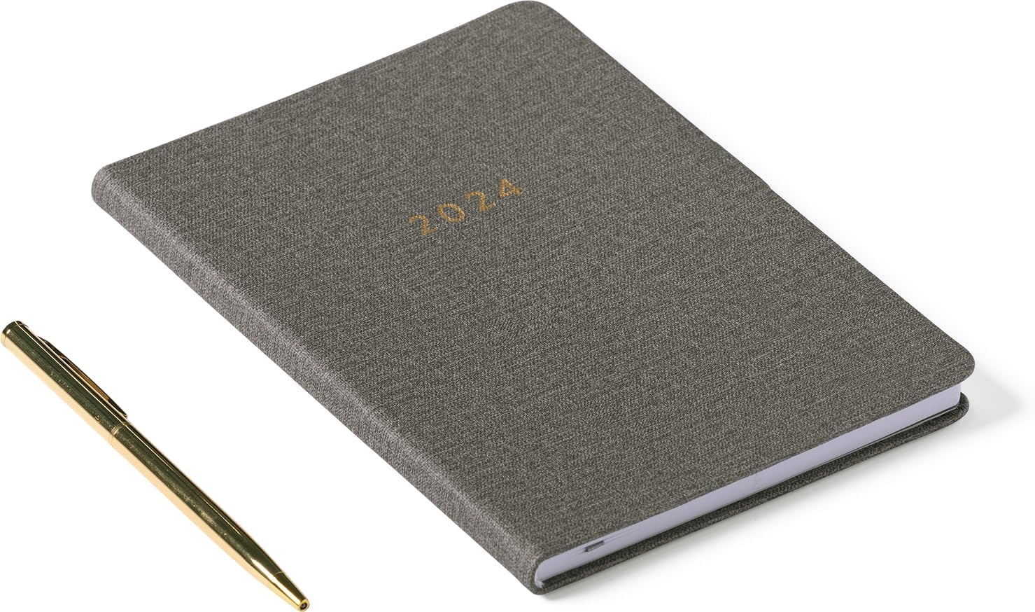 2024 Gray Linen with Pen 6x8 Bound Planner