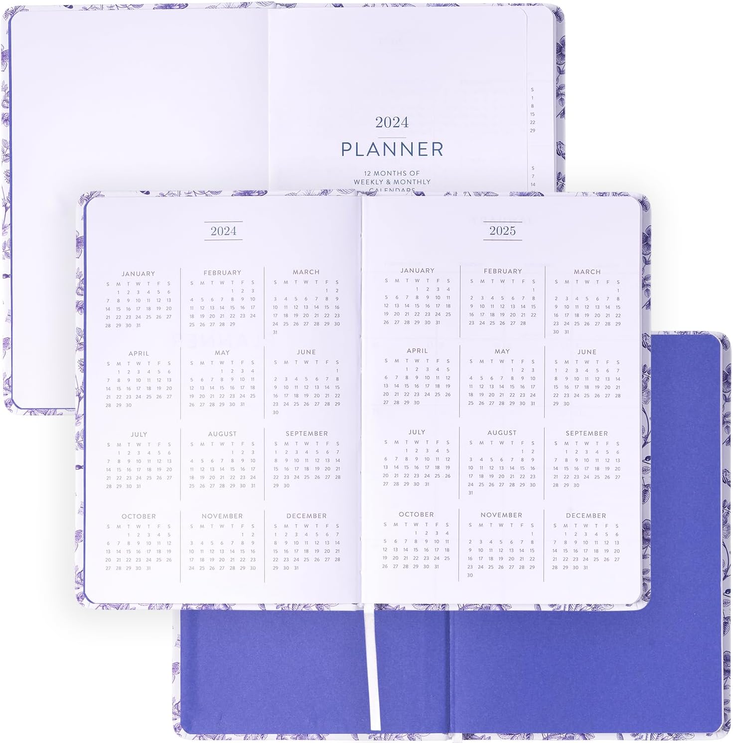 2024 Purple Flower & Butterflies 6x8 Bound Planner