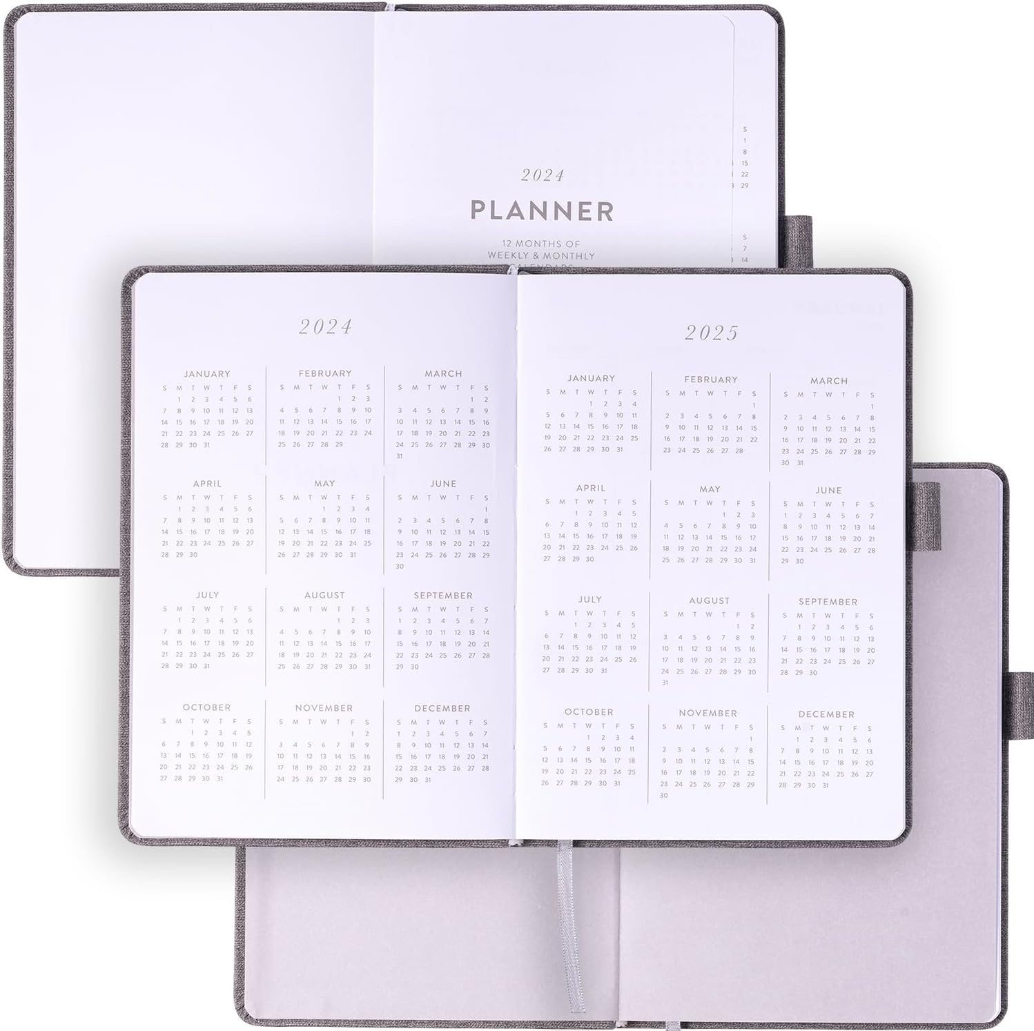 2024 Gray Linen with Pen 6x8 Bound Planner