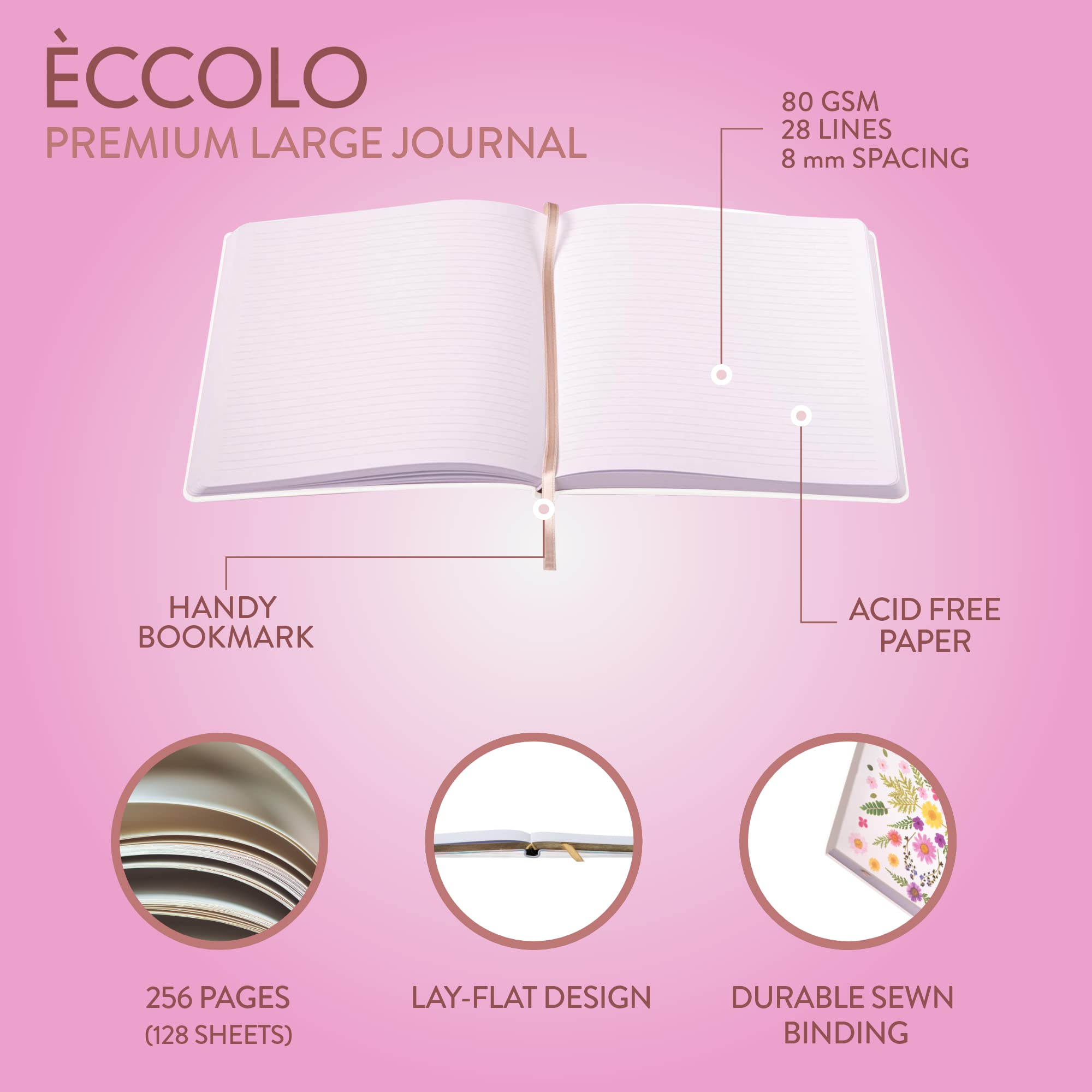 256 Ruled Ivory Pages of Eccolo Notebook