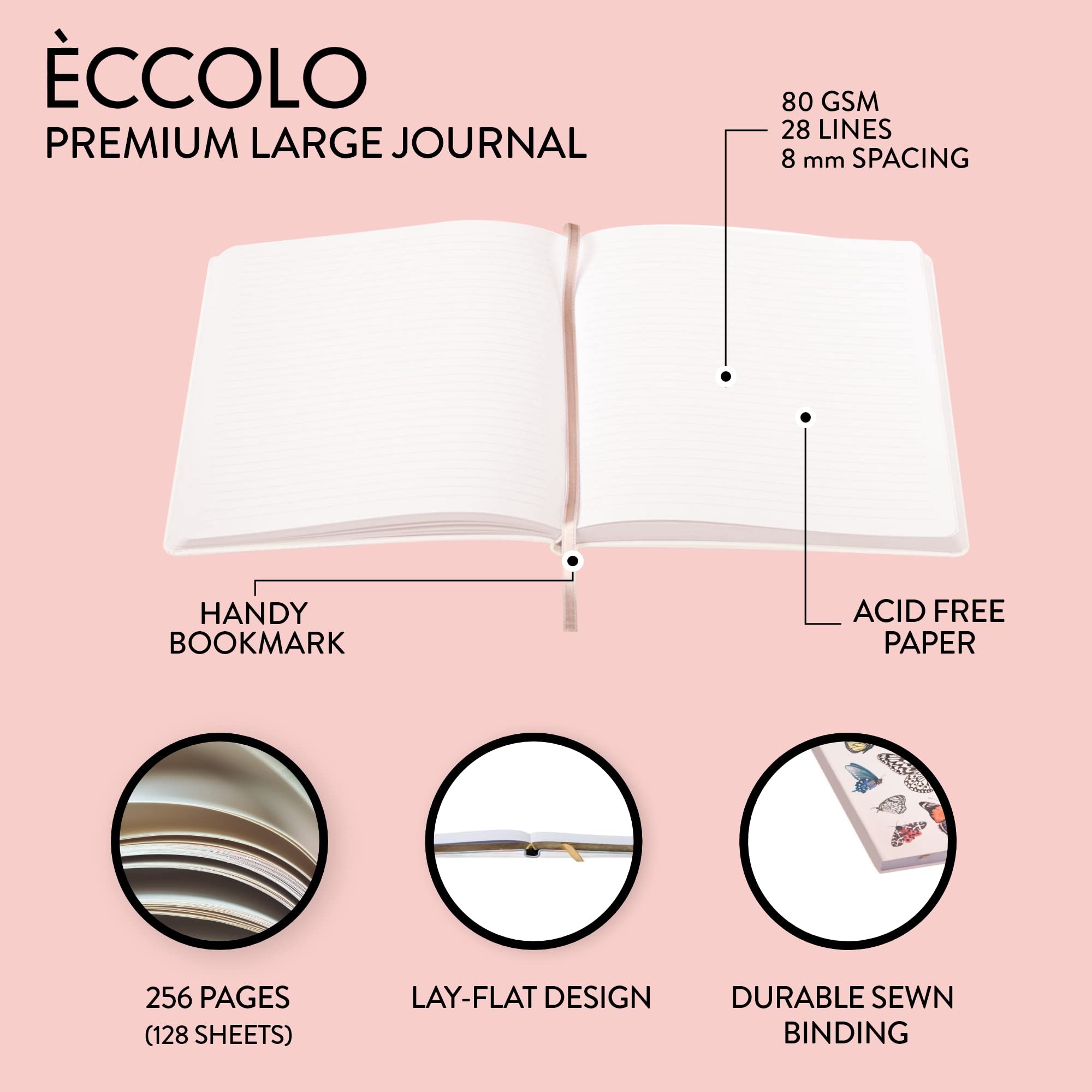 256 Ruled Cream Pages