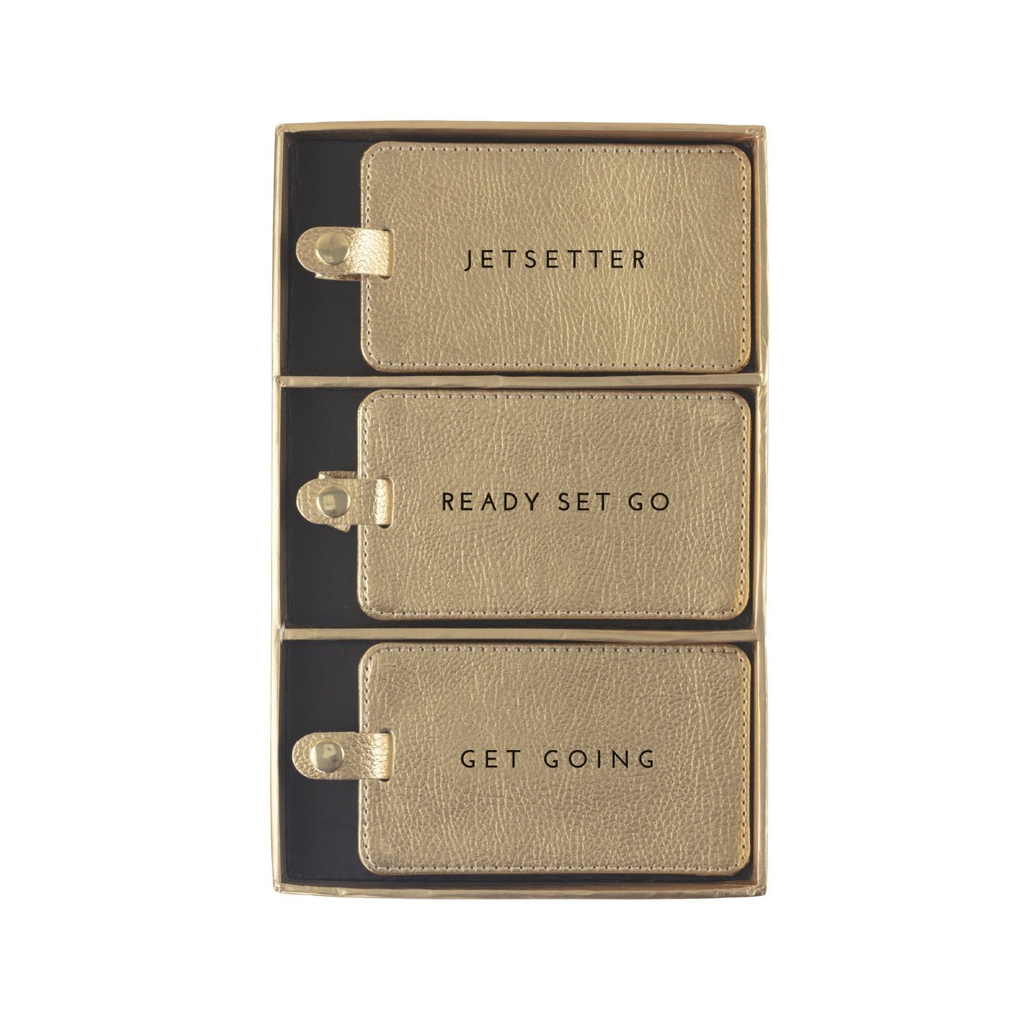 Eccolo Gold Faux Leather Luggage Tag Set with ID Cards