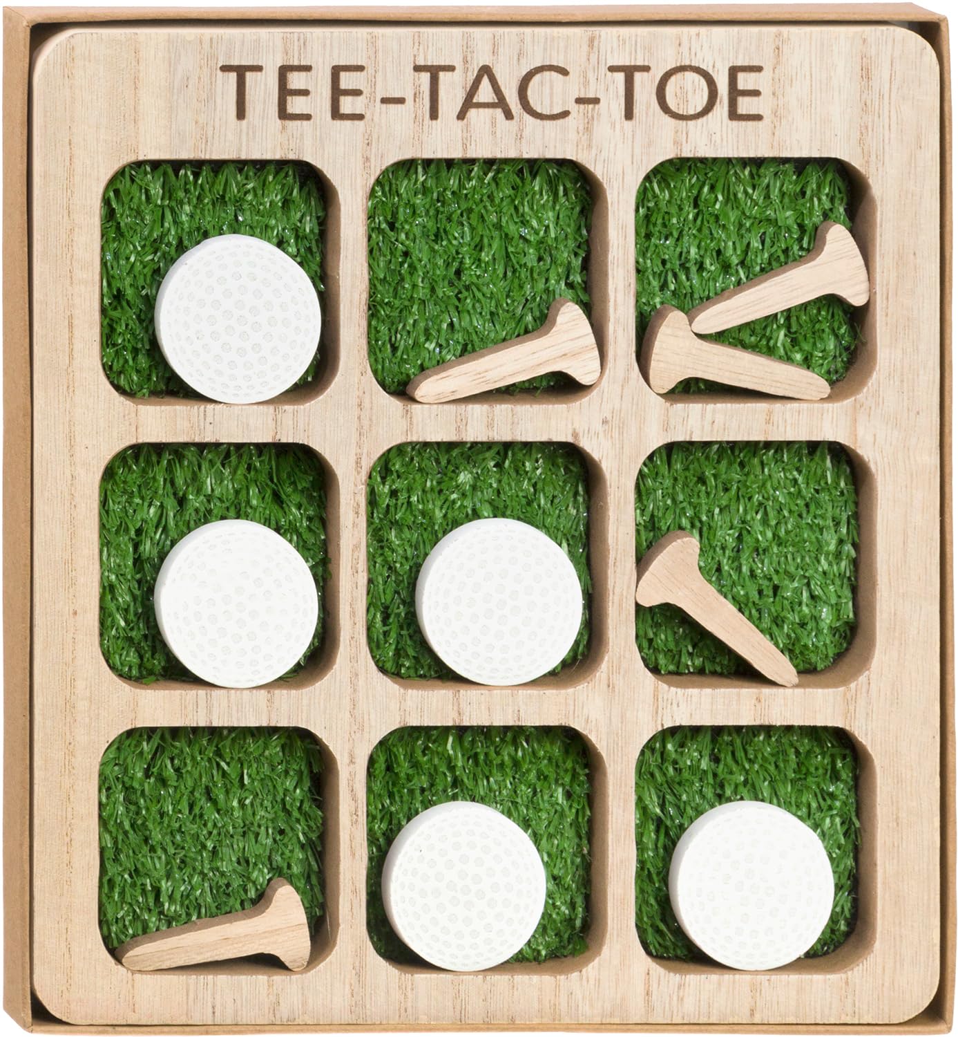 8.5x9-Inch Tic Tac Toe Wood Board Game for Kids and Family Image