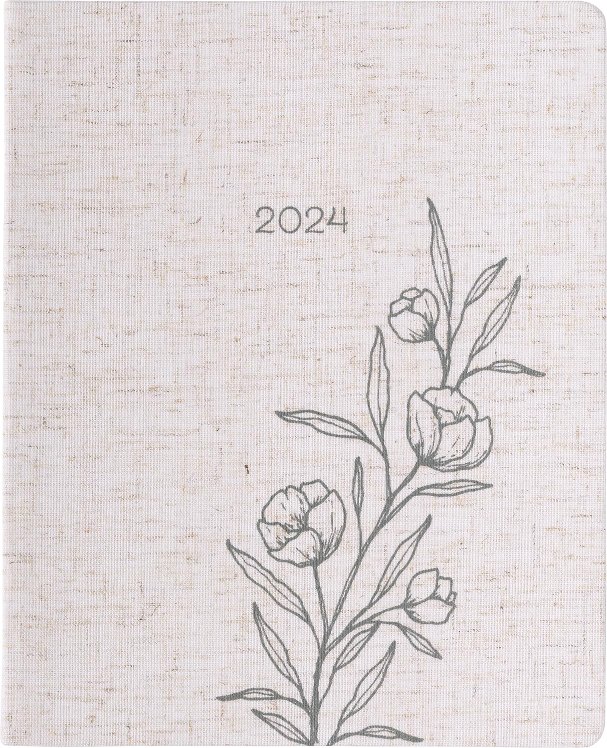 2024 Linen Botanical Large Bound Planner
