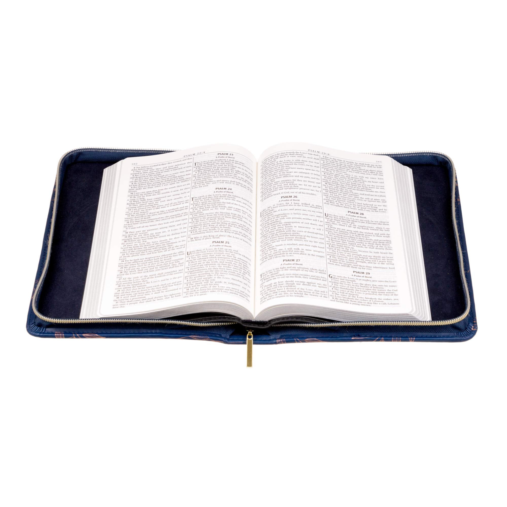 Faux Leather Design Bible Cover with Zipper and Handle
