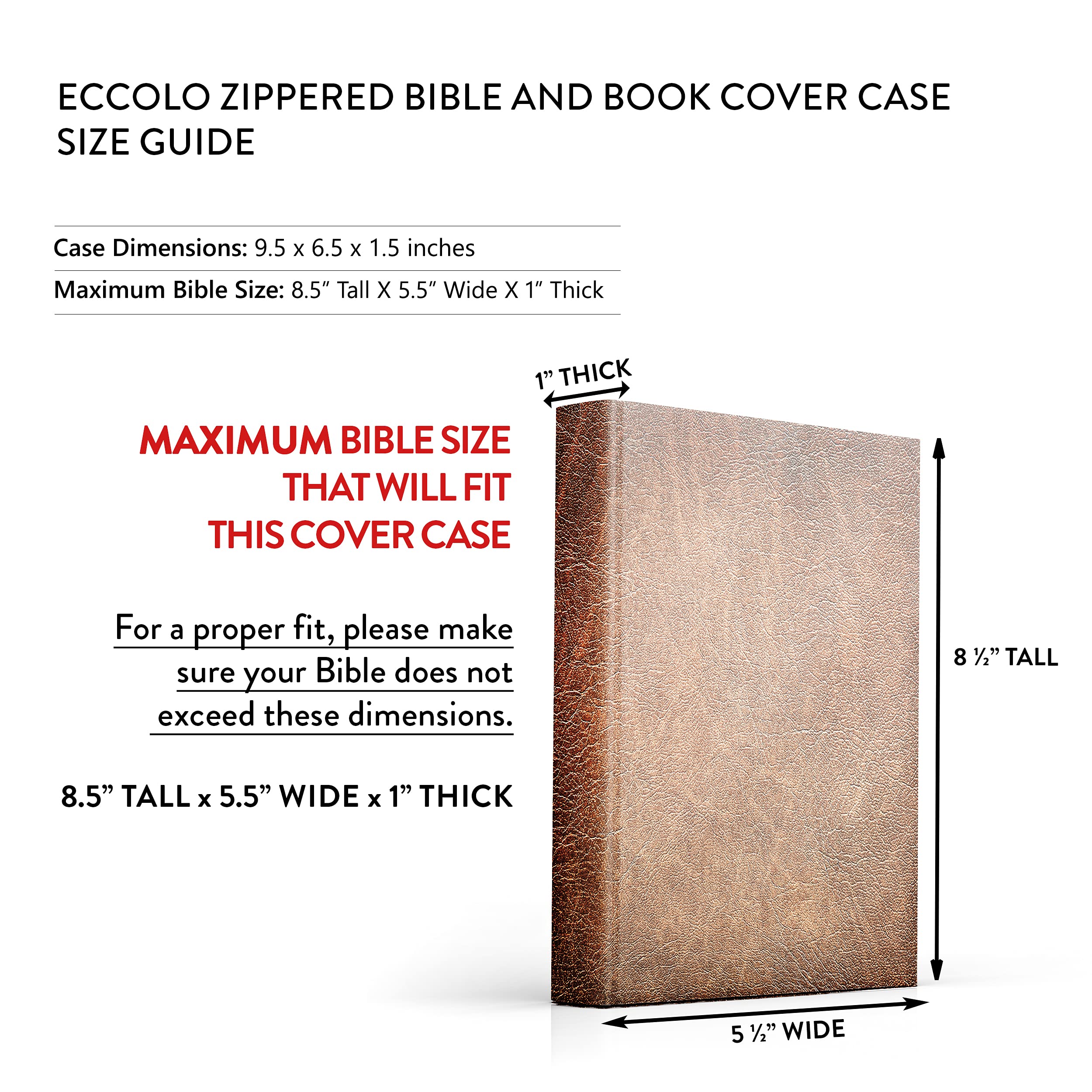 Zippered Bible Cover Protects Up to 6 x 5 x 1.5 inches Bibles